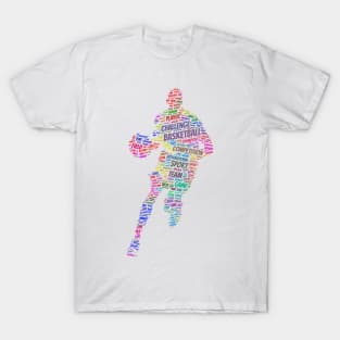 Basketball Sport Silhouette Shape Text Word Cloud T-Shirt
